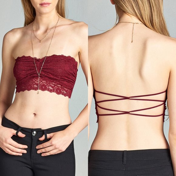 Active USA Other - Burgundy Strappy Back Lace Bralette {Active USA}